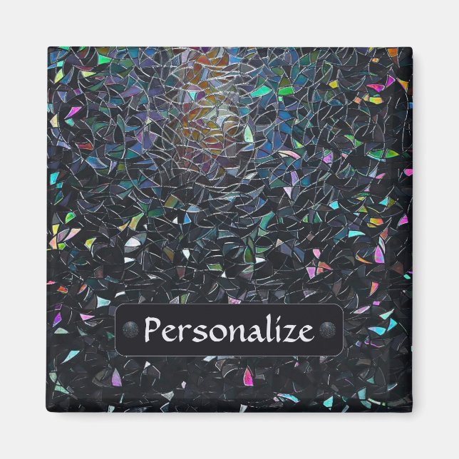 Custom Iridescent Abstract Stained Glass Pattern Magnet (Front)
