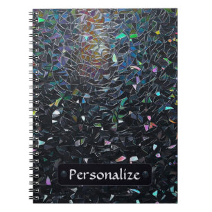 Custom Iridescent Abstract Stained Glass Pattern Notebook