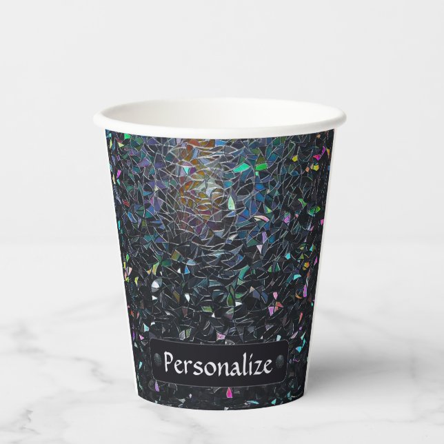 Custom Iridescent Abstract Stained Glass Pattern Paper Cups (Front)