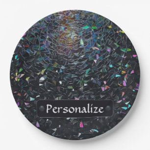 Custom Iridescent Abstract Stained Glass Pattern Paper Plate