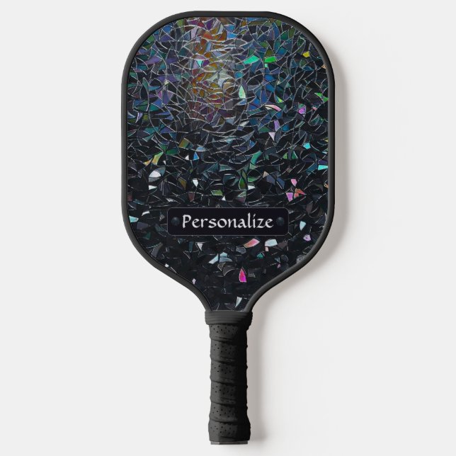 Custom Iridescent Abstract Stained Glass Pattern Pickleball Paddle (Front)
