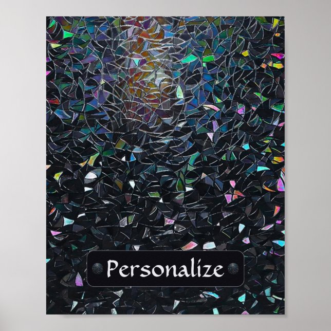 Custom Iridescent Abstract Stained Glass Pattern Poster (Front)