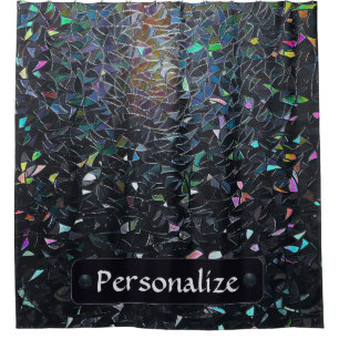 Custom Iridescent Abstract Stained Glass Pattern Shower Curtain