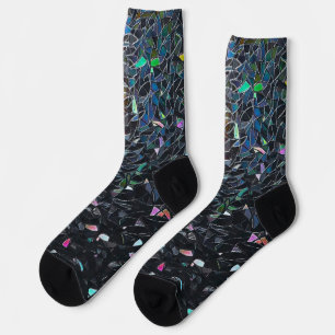 Custom Iridescent Abstract Stained Glass Pattern Socks