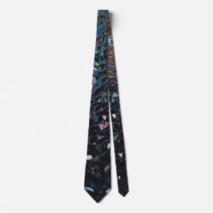 Custom Iridescent Abstract Stained Glass Pattern Tie