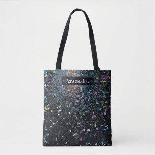 Custom Iridescent Abstract Stained Glass Pattern Tote Bag
