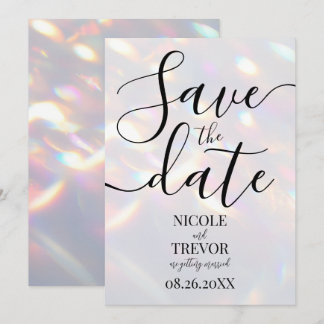 Custom Iridescent Lights Wedding Save The Date