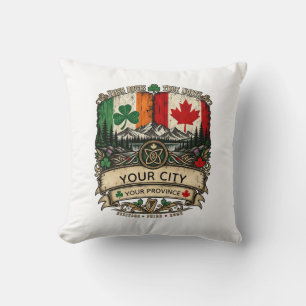 Custom Irish Canadian Flag City Province Heritage Cushion