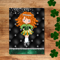 Custom Irish Dance Redhead Girl Green, Black