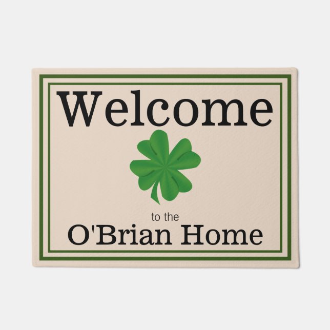 Custom Irish Family Large Welcome with Shamrock Doormat (Front)