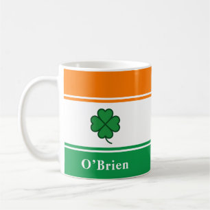 Custom Irish Flag Coffee Mug with Family Name