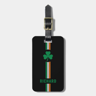Custom Irish Flag Patriotic Ireland Stripes Clover Luggage Tag