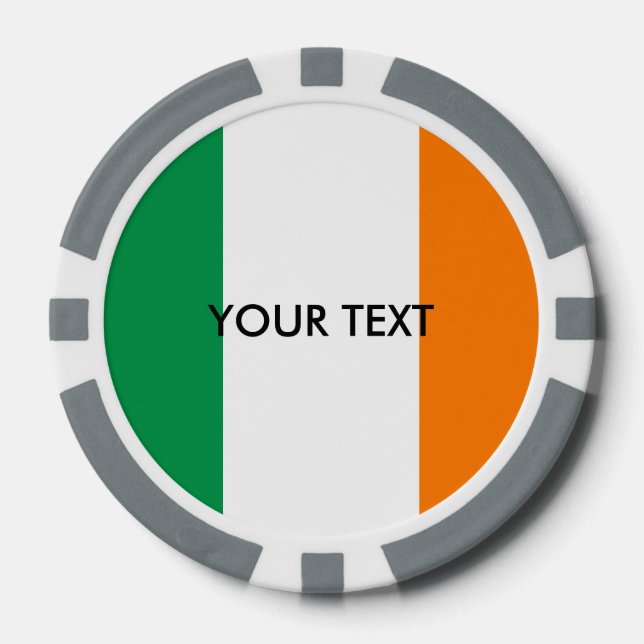 Custom Irish flag poker chips for Ireland (Front)