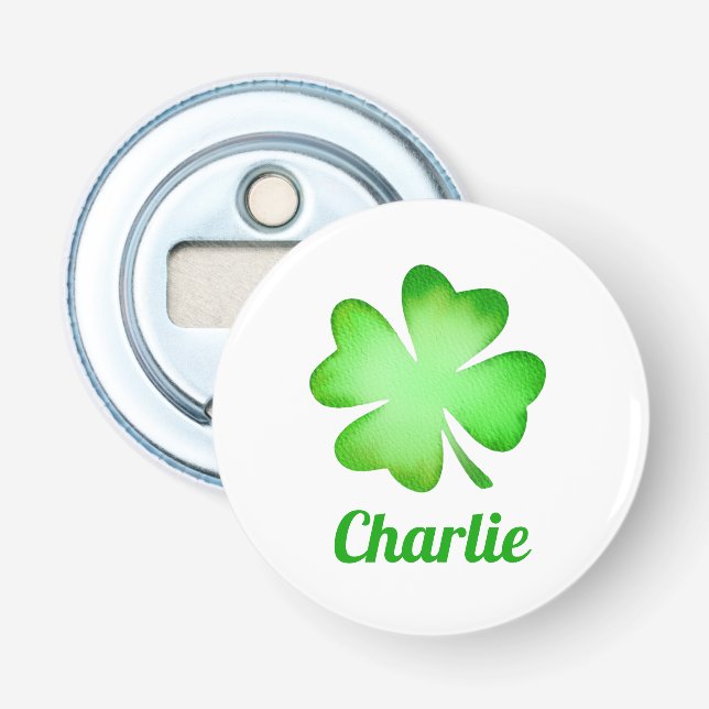 custom Irish st patrick's day clover green Bottle Opener (Front)