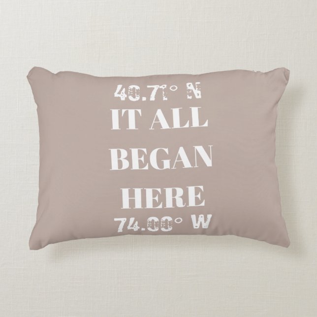 Custom It All Began Coordinates Decorative Cushion (Front)