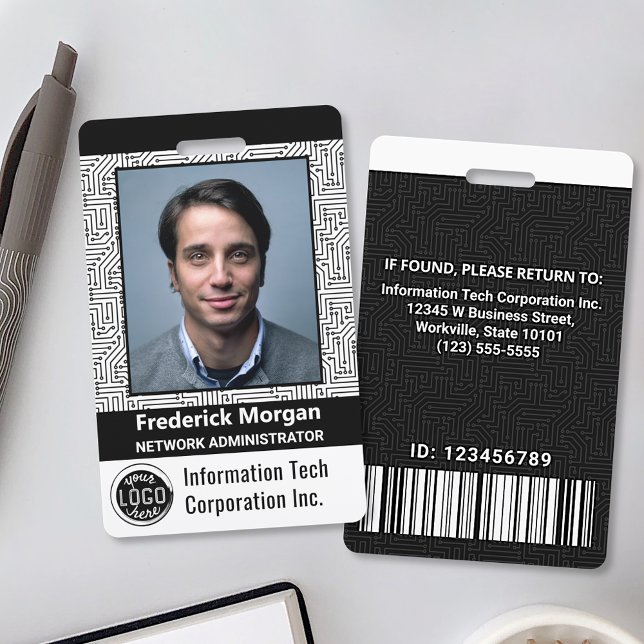 Custom IT Computer Employee Photo Bar Code Logo ID Badge (Creator Uploaded)