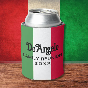Custom Italian Surname Flag Colours Reunion Can Cooler