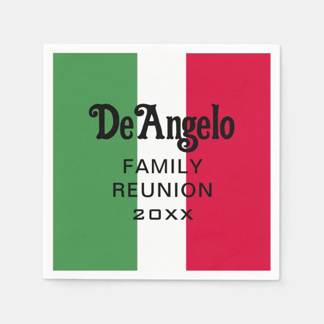 Custom Italian Surname Name Reunion Napkin (Front)