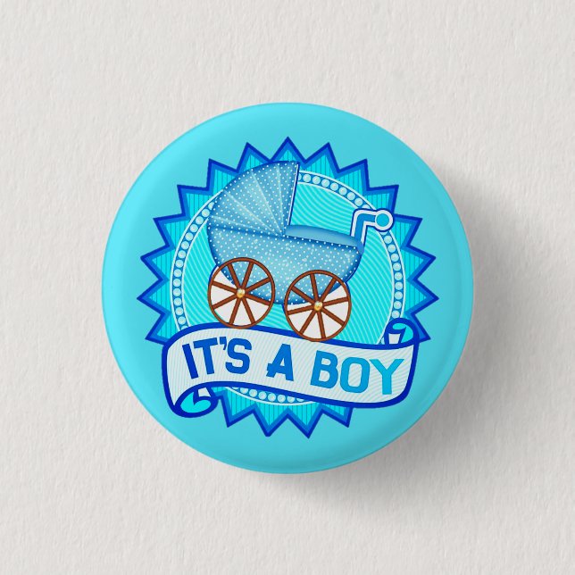 Custom IT'S A BOY Baby Gender Reveal Party Pins  (Front)