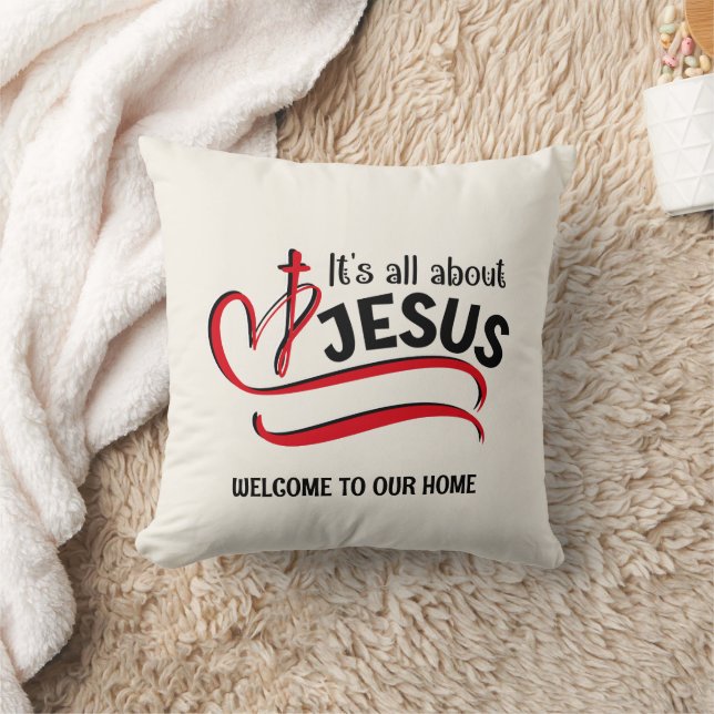 Custom IT'S ALL ABOUT JESUS Christian WELCOME Cushion (Blanket)