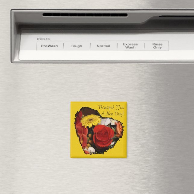 Custom Jagged Edge Beautiful Floral Heart Bouquet Magnet (In Situ (Dishwasher))