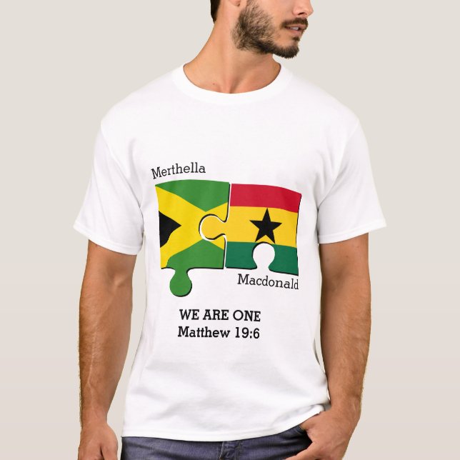 Custom JAMAICA GHANA Christian Flag T-Shirt (Front)