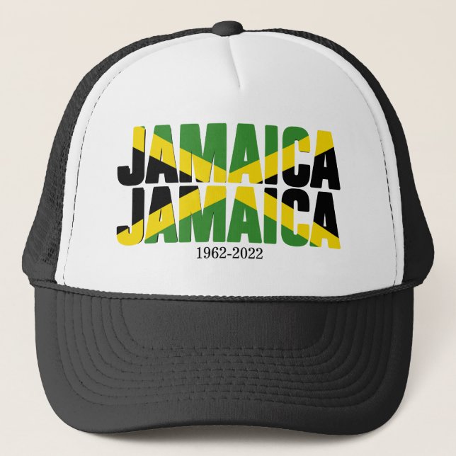 Custom JAMAICA JAMAICA 60th Anniversary Trucker Hat (Front)