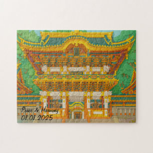 Custom Japan Landscape Travel Aesthetic Temple   Jigsaw Puzzle