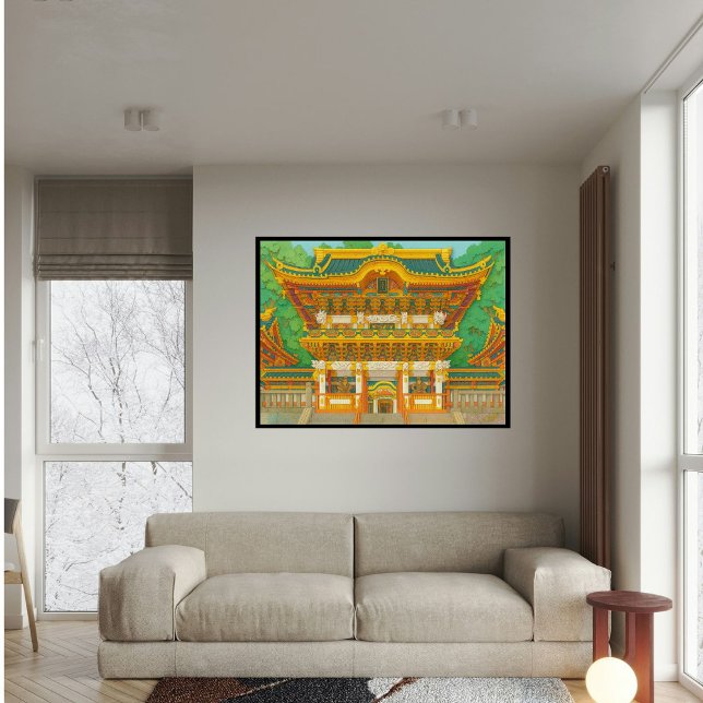 Custom Japan Temple Landscape Travel Aesthetic Photo Print (Yomeimon gate, Nikko Japan. 
Paper cutting style art.)