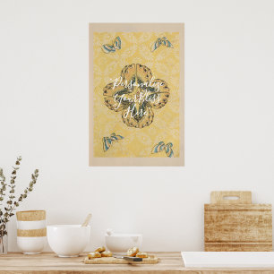 CUSTOM Japanese Butterfly Floral Pattern Art Poster