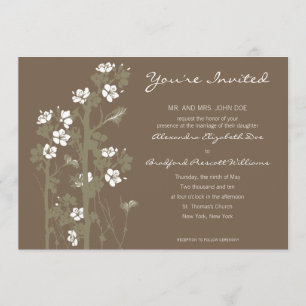 Custom Japanese Floral Wedding Invitation :: brown