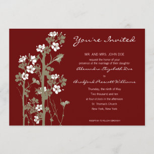 Custom Japanese Floral Wedding Invitation :: red
