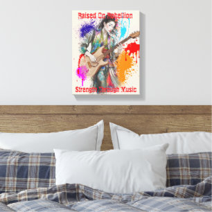 Custom Japanese Woman Guitarist Art Inspirational Canvas Print