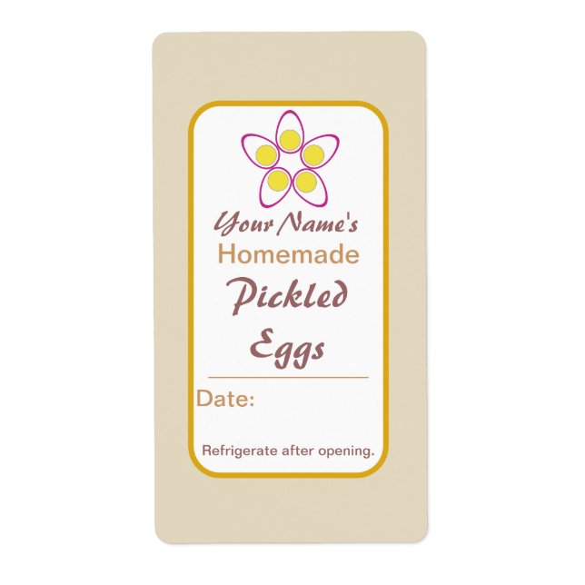 Custom Jar Labels Pickled Eggs Personalised (Front)