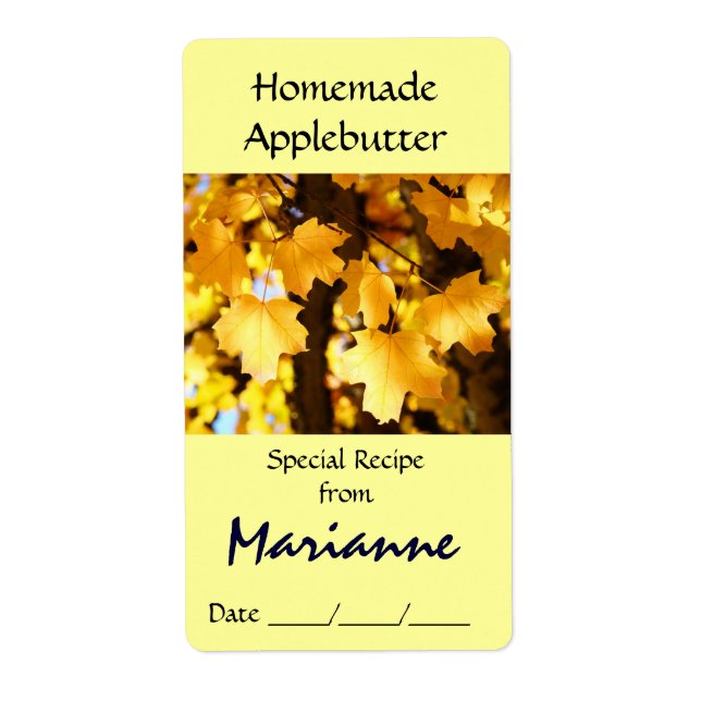 Custom Jar Labels Special Recipe from Your Name (Front)
