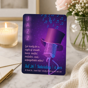 Custom Jazz Club Invitation with Retro Microphone 