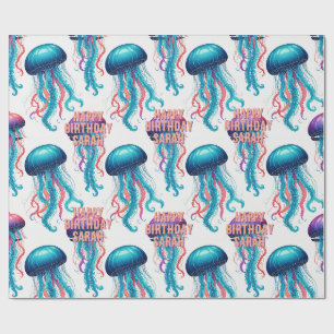 Custom Jellyfish Illustration Wrapping Paper –