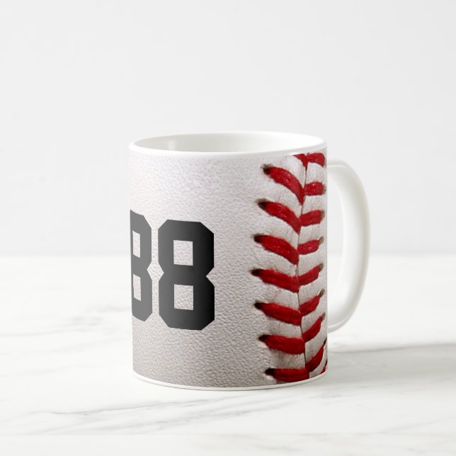 Custom Jersey Number Baseball Player Design Coffee Mug (Front Right)