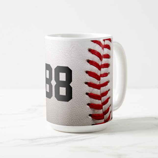Custom Jersey Number Baseball Player Design Coffee Mug (Front Right)