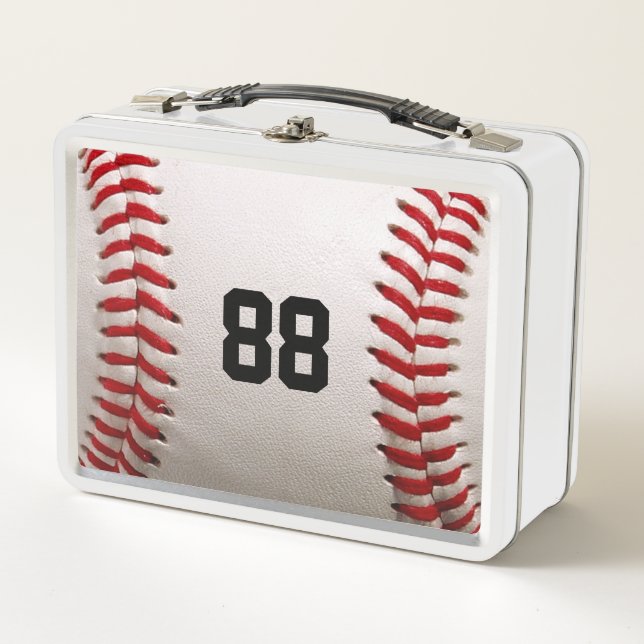 Custom Jersey Number Baseball Player Design Metal Lunch Box (Front)