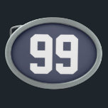 Custom jersey number belt buckle for him or her<br><div class="desc">Custom sports jersey number belt buckle for him or her. Add your own lucky number. Cool Birthday or Holiday gift idea for men women and teen kids. Blue or custom colour background. Personalised beltbuckles for dad, husband, boyfriend, son, daughter, sister, friend, boss, co worker, etc. Create a unique present for...</div>