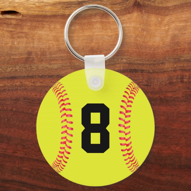Custom Jersey Number Fastpitch Softball Keychains (Front)