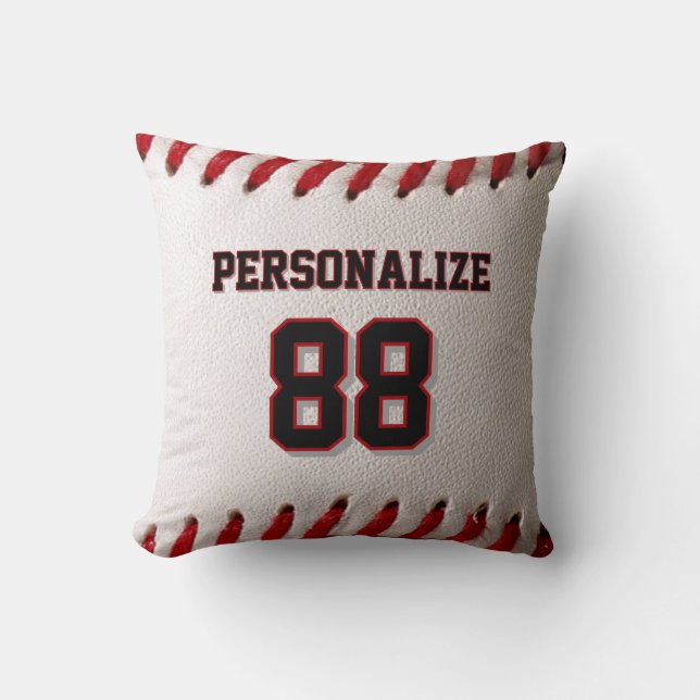 Custom Jersey Number & Name Baseball Player Design Cushion (Front)