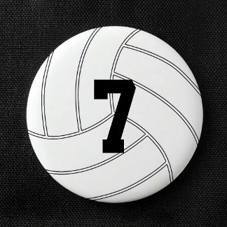 Custom Jersey Number Round Volleyball Button Pin