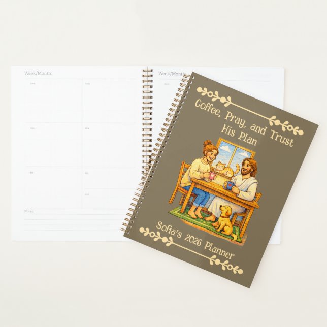 Custom Jesus & Coffee Crayon Art 2026 2027 Planner (Display)