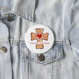 Custom Jesus Cross Button Pin with Heart