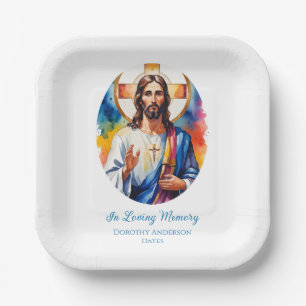 Custom Jesus Memorial Paper Plates
