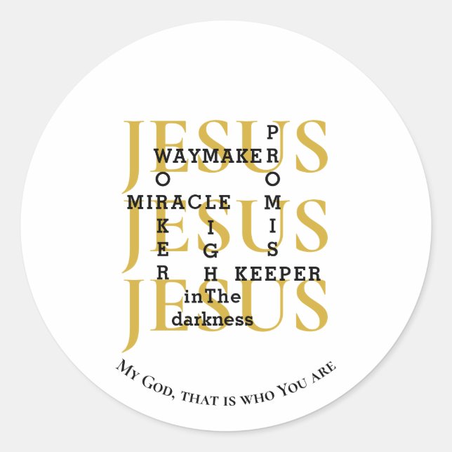 Custom JESUS Waymaker Christian Classic Round Sticker (Front)