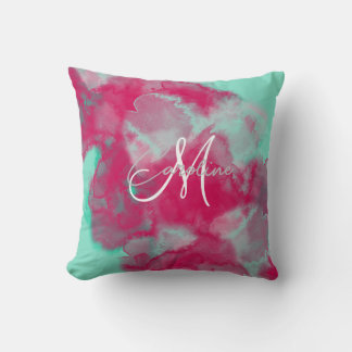 Custom Jewel tone Abstract  Monogram Name  Throw P Cushion