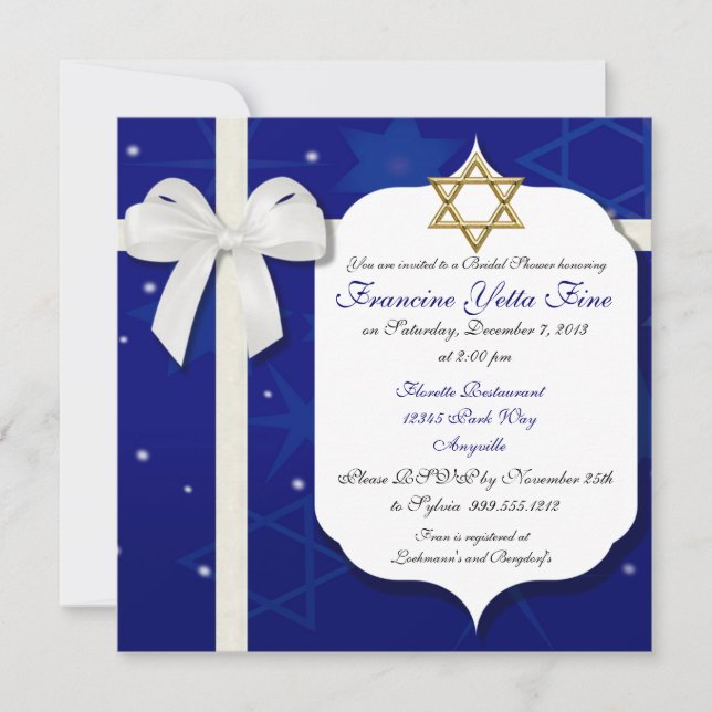 Custom Jewish Bridal Shower Invitation (Front)